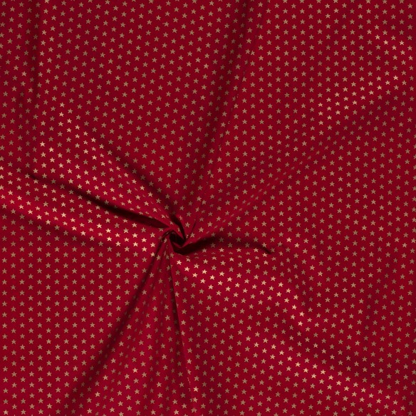 Algodón Premium - Estrellas Doradas Navideñas Rojo