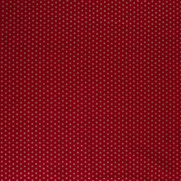 Algodón Premium - Estrellas Doradas Navideñas Rojo