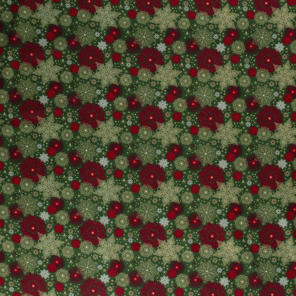 Algodón Premium - Rosetas de Navidad Rojo Verde