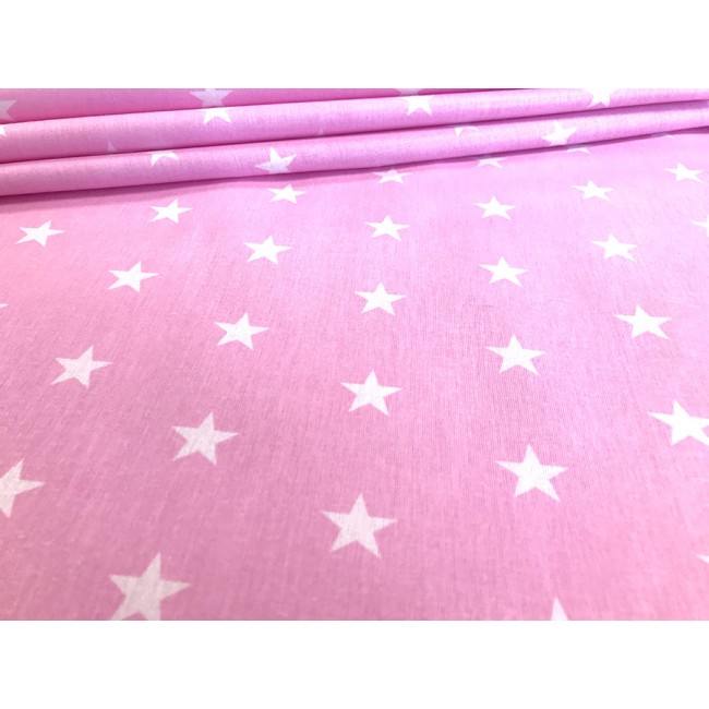 Tela de algodón - Estrellas blancas sobre rosa
