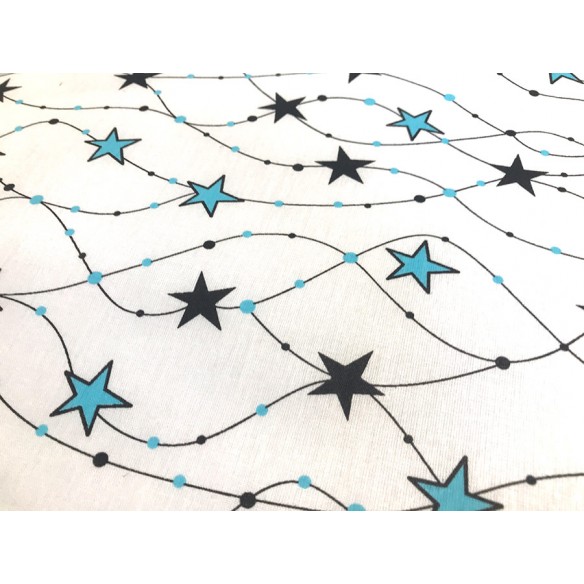 Tela de algodón - Estrellas en una línea azul claro