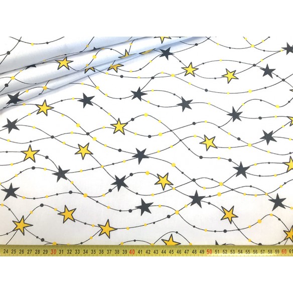 Tela de algodón - Estrellas en una línea amarilla