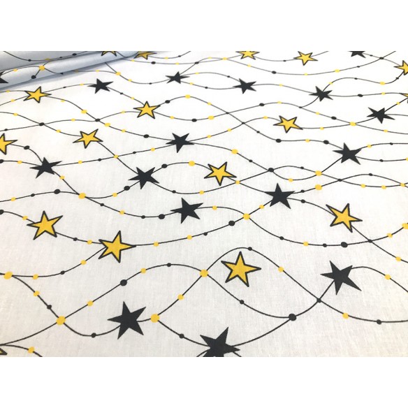 Tela de algodón - Estrellas en una línea amarilla