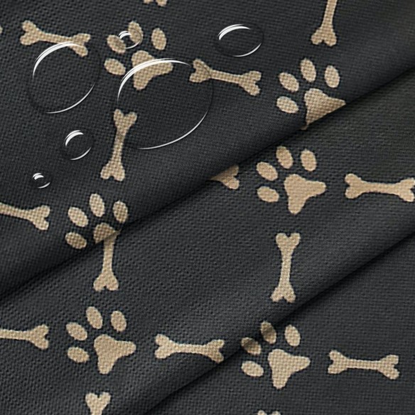 Tela impermeable Oxford - Huesos y patas de perro en negro