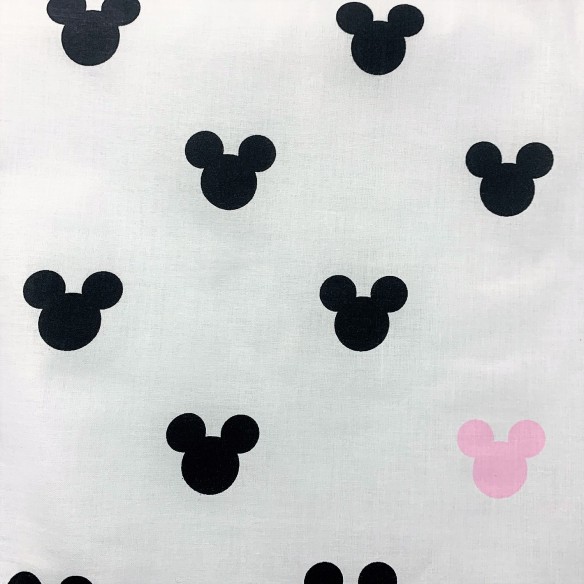 Tela de algodón - Mickey Mouse rosa y negro sobre blanco