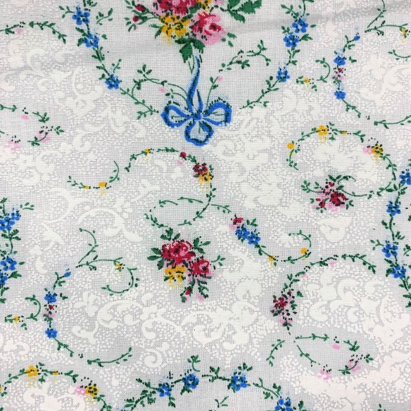 Tela de algodón - Corona de flores azul