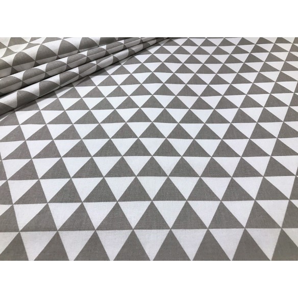 Tela de algodón - Triángulos gris-blanco