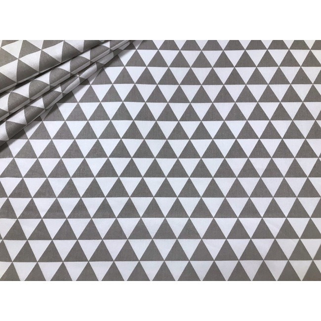 Tela de algodón - Triángulos gris-blanco