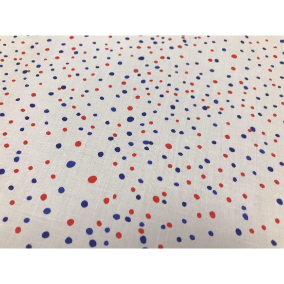 Tela de algodón - Pequeñas manchas Azul marino-Rojo