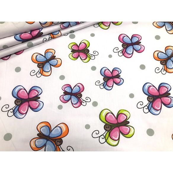 Tela de algodón - Grandes mariposas de colores para niños