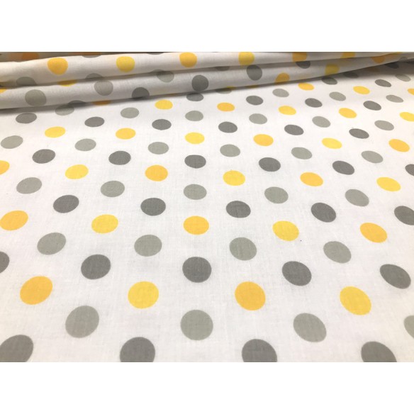 Tela de algodón - Puntos amarillo grisáceo 2 cm