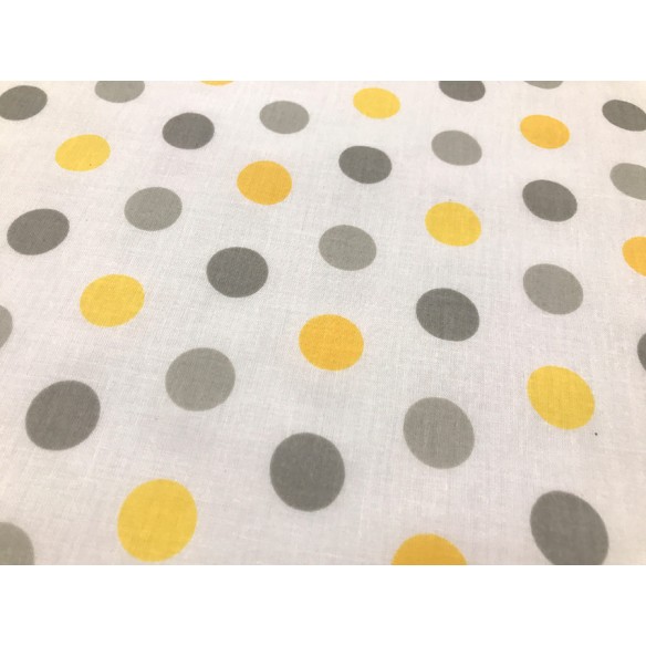 Tela de algodón - Puntos amarillo grisáceo 2 cm