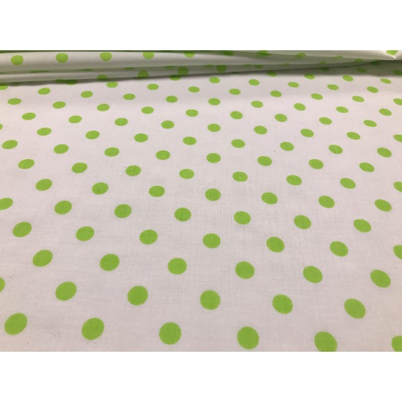 Tela de algodón - Puntos verdes sobre blanco
