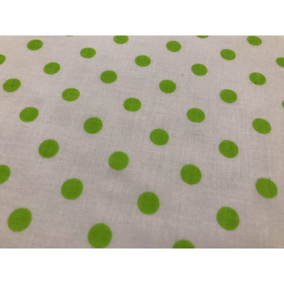 Tela de algodón - Puntos verdes sobre blanco