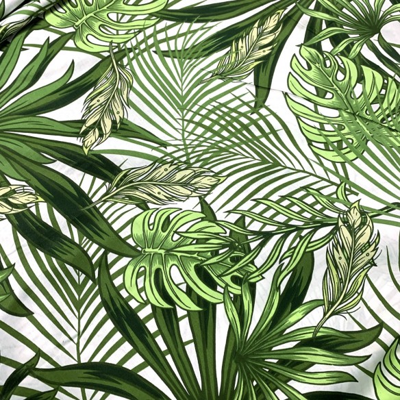 Tela de Algodón - Botánica, Verde y Blanco