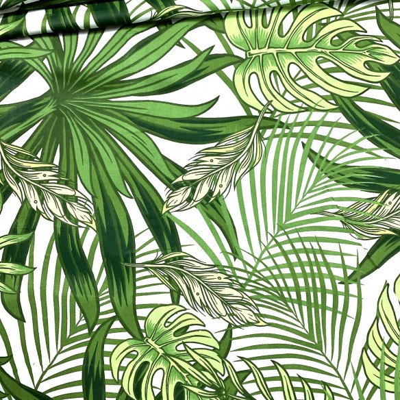 Tela de Algodón - Botánica, Verde y Blanco
