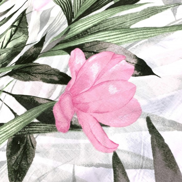 Tela de Algodón - Botánica, Flor Rosa