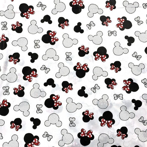 Tela de algodón - Mickey Mouse rojo con DOT
