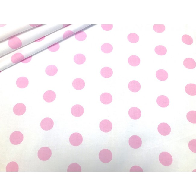 Tela de algodón - Puntos rosas sobre blanco