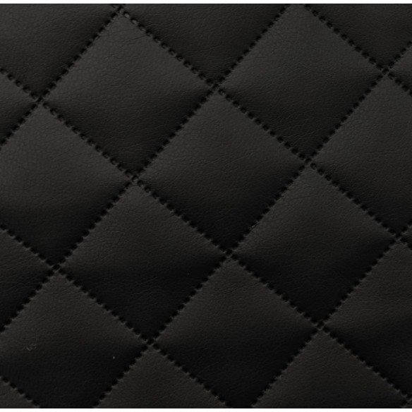 Tela para tapizar Cuero de PU acolchado Diamante 5x5 - Negro