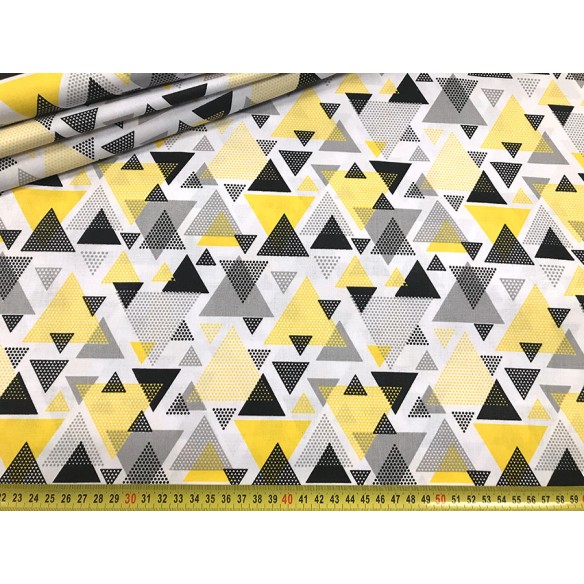 Tela de algodón - Triángulos amarillo-negro