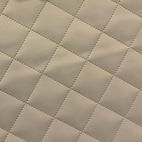Tela para tapizar Cuero de PU acolchado Diamante 5x5 - Beige claro