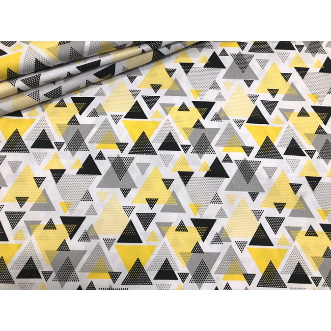 Tela de algodón - Triángulos amarillo-negro