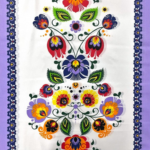 Tela de algodón - Łowicz Folklore Purple Stripes