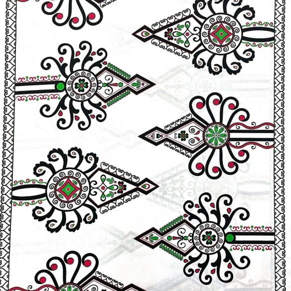 Tela de algodón - Parzenica Highland Folklore Pattern White