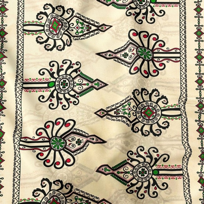Tela de algodón - Parzenica Highland Folklore Pattern Beige