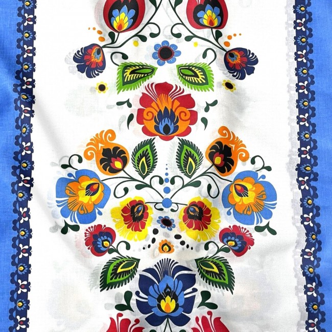 Tela de algodón - Łowicz Folklore Stripes Blue