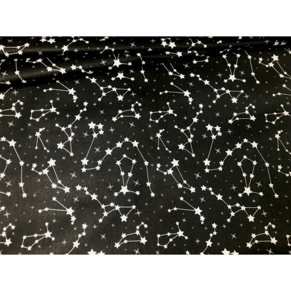 Tela de algodón - Estrellas del cielo sobre negro