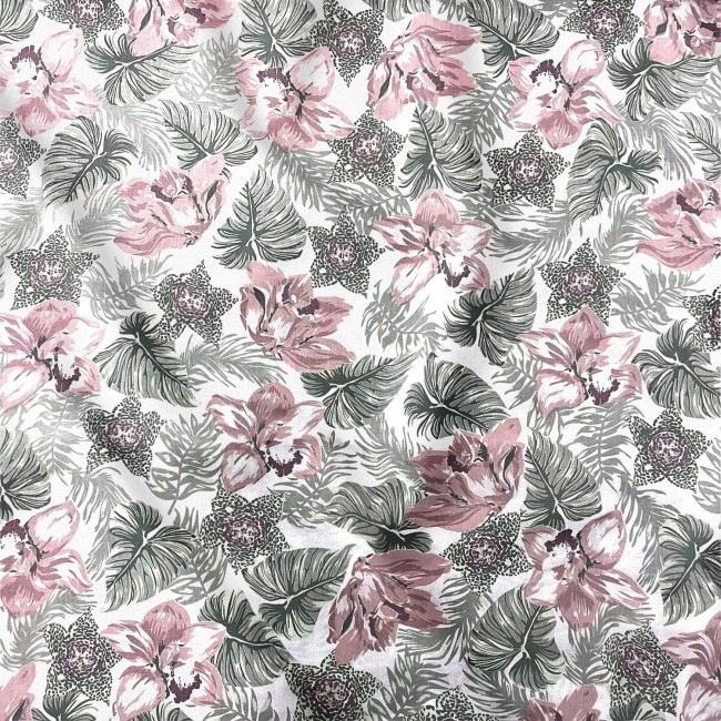 Tela de algodón - Flor de clemátide rosa