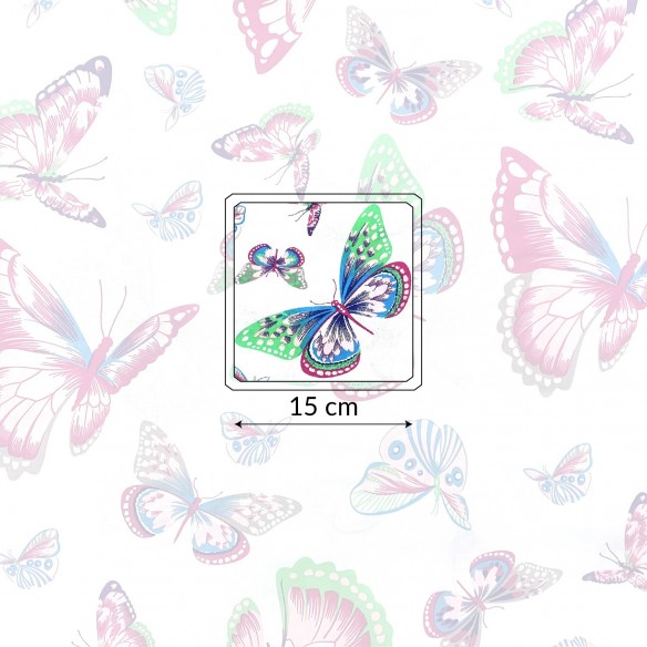 Tela de algodón - Mariposas pastel multicolores