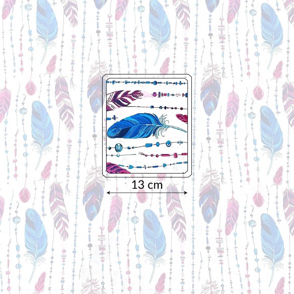Tela de algodón - Plumas y cuentas Violeta-Azul