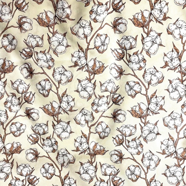 Tela de Algodón - Flor de algodón crudo