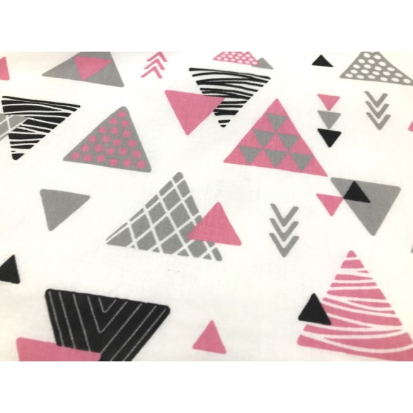 Tela de algodón - Grandes triángulos rosas