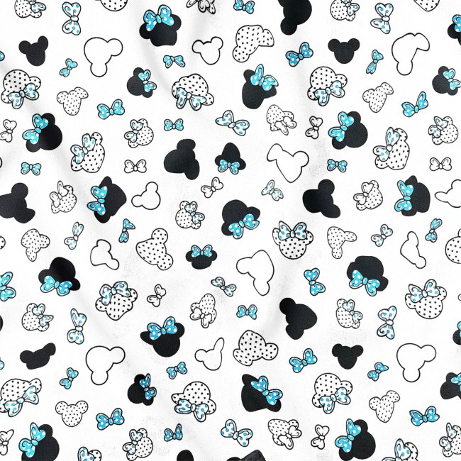 Tela de algodón - Pequeño Mickey Mouse azul con DOT