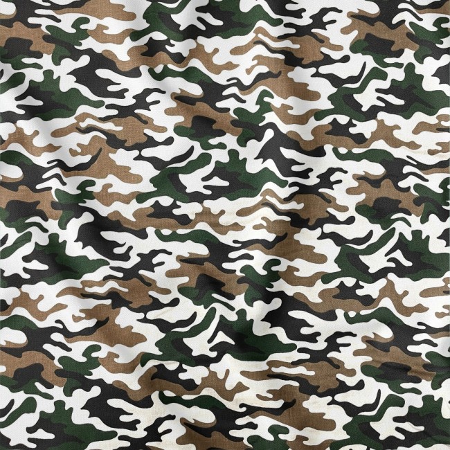 Tela de algodón - Camuflaje marrón militar pequeño