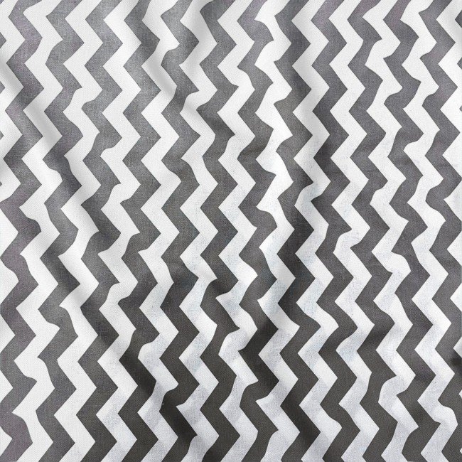 Tela de algodón - Zigzags grises