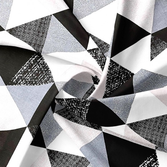 Tela de algodón - Grandes triángulos negros