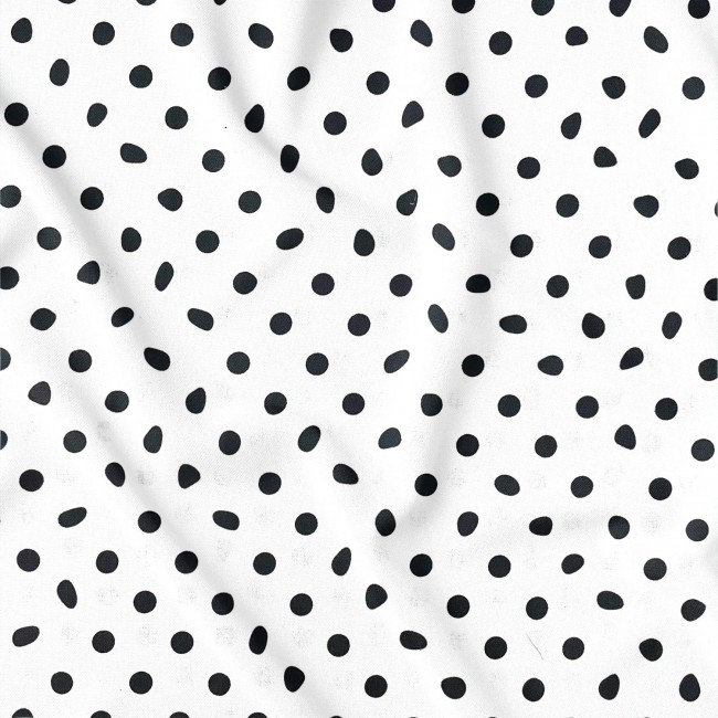 Tela de algodón - Puntos negros sobre blanco 7 mm