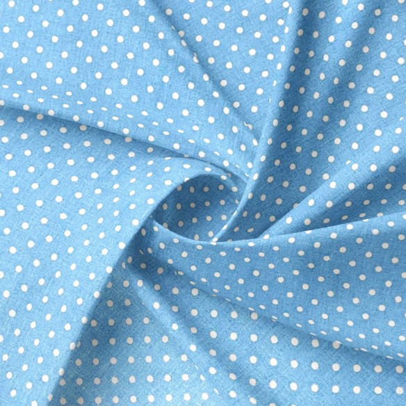 Tela de algodón - DOT blancos sobre azul claro 4 mm