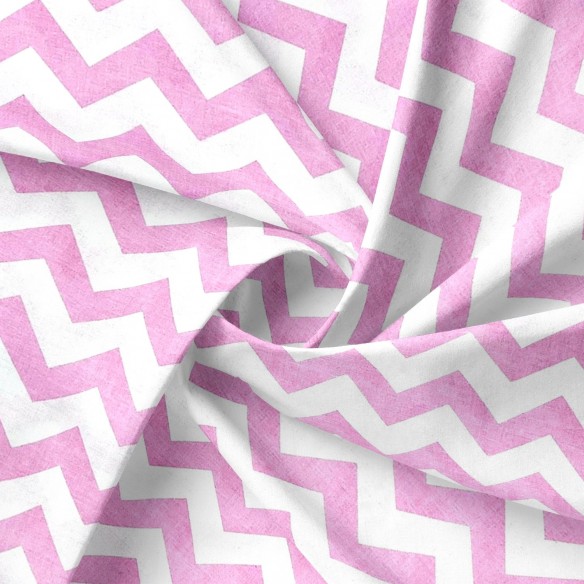 Tela de algodón - Zigzag rosa