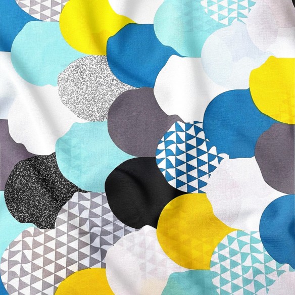 Tela de algodón - Patrón geométrico Multicolor