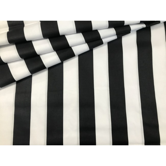 Tela de algodón - Rayas gruesas blancas y negras