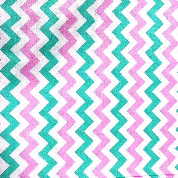 Tela de algodón - Zigzag rosa menta