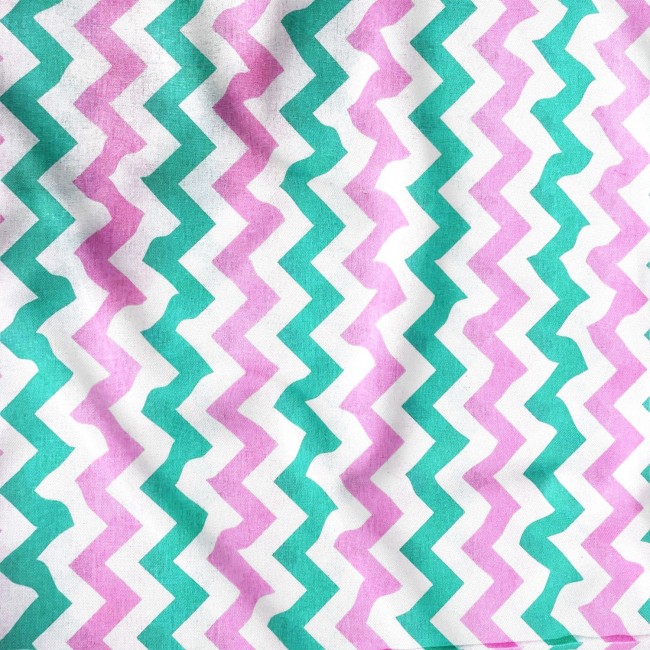 Tela de algodón - Zigzag rosa menta