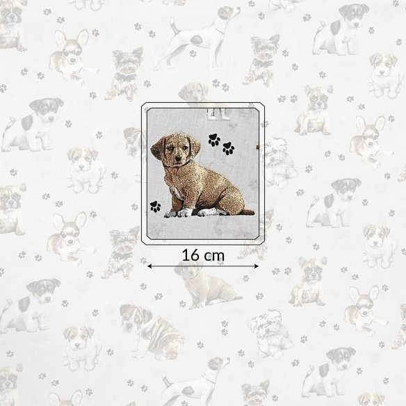 Tela de algodón - Patas de perro sobre fondo gris claro