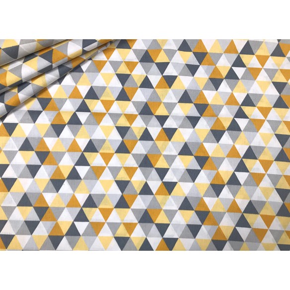 Tela de algodón - Mini triángulos amarillo grisáceo